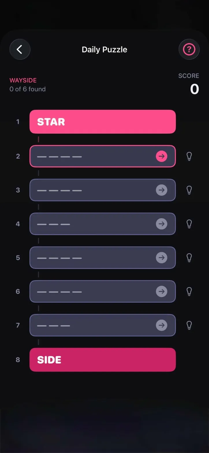 Pivot Words link game