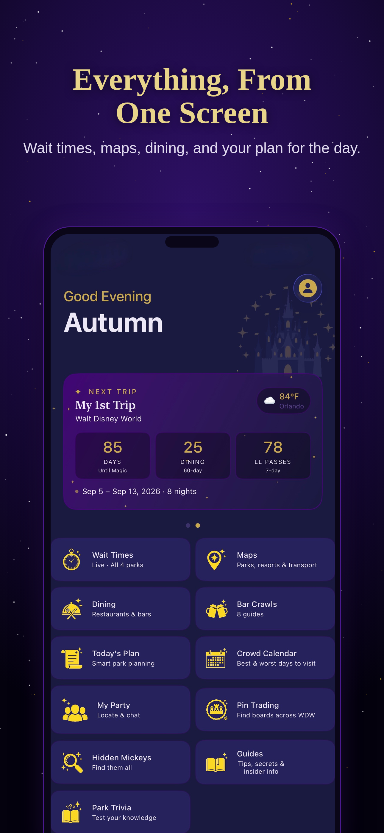 Starlit Magic home screen