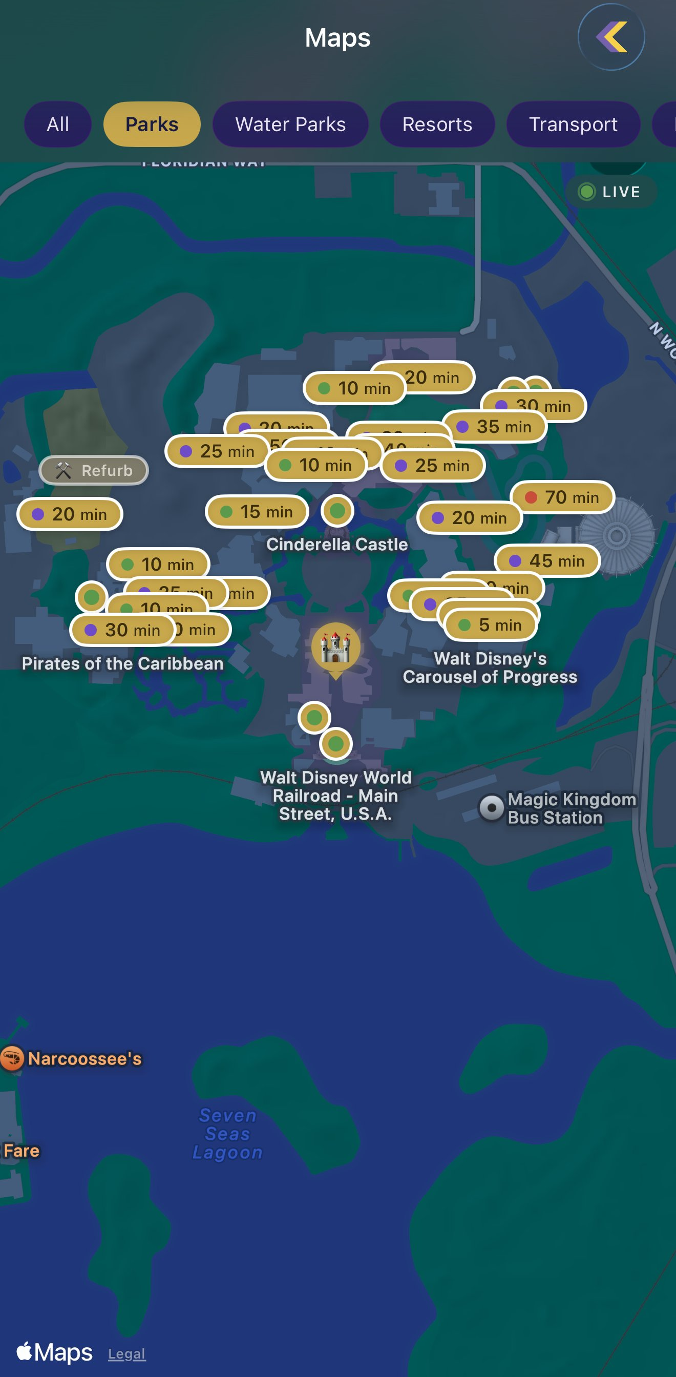 Maps & Wait Times
