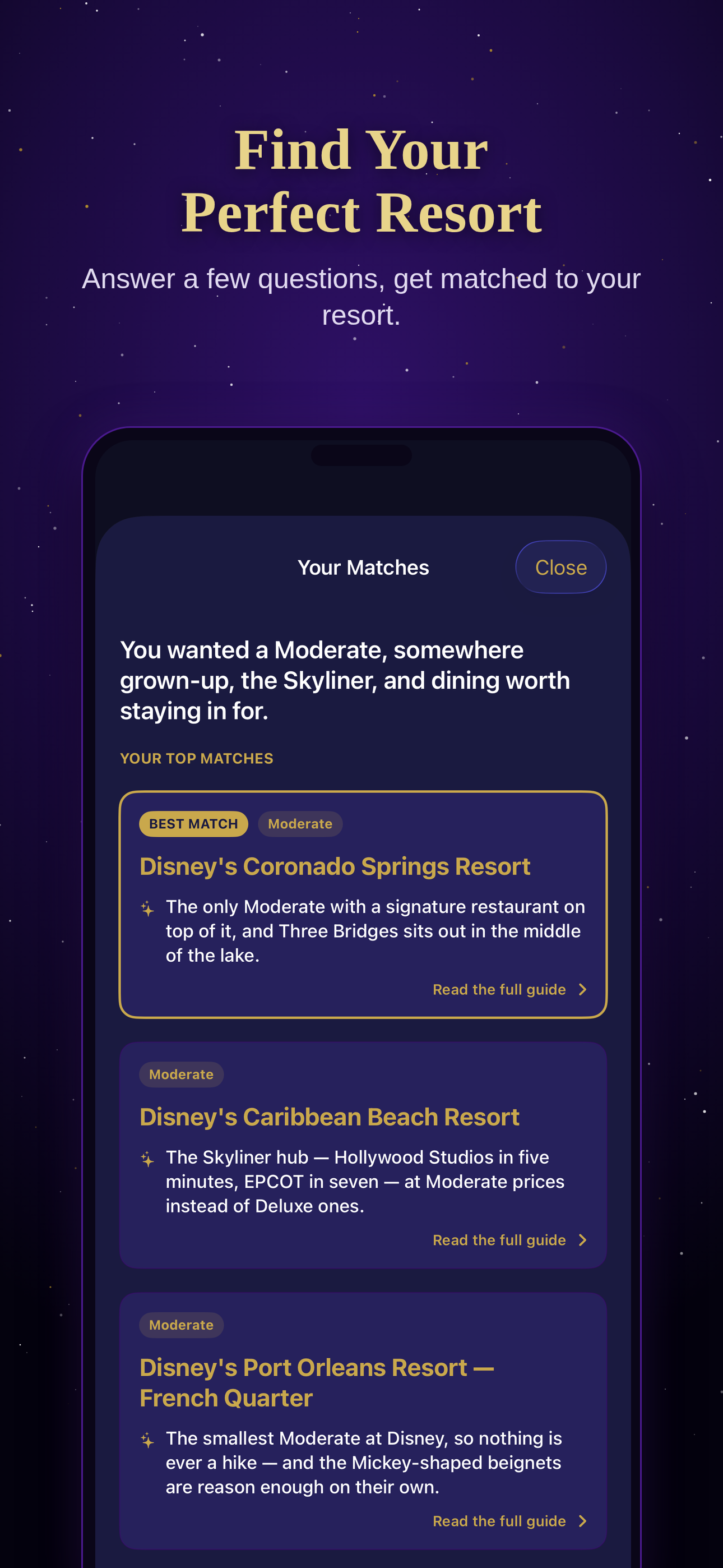 Resorts screen